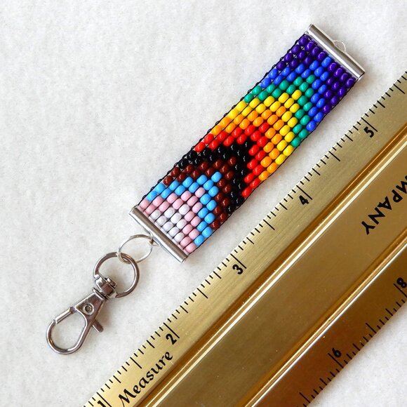 Pride Progress bead keychain, handmade, 30% to charity - Picture 3 of 4